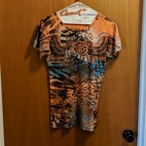 Sinful orange rose tee size L
